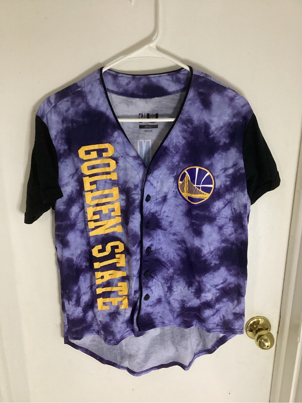 Golden State Warriors/OKC Thunder Purple Tie-Dye Button-Up Shirt Size L